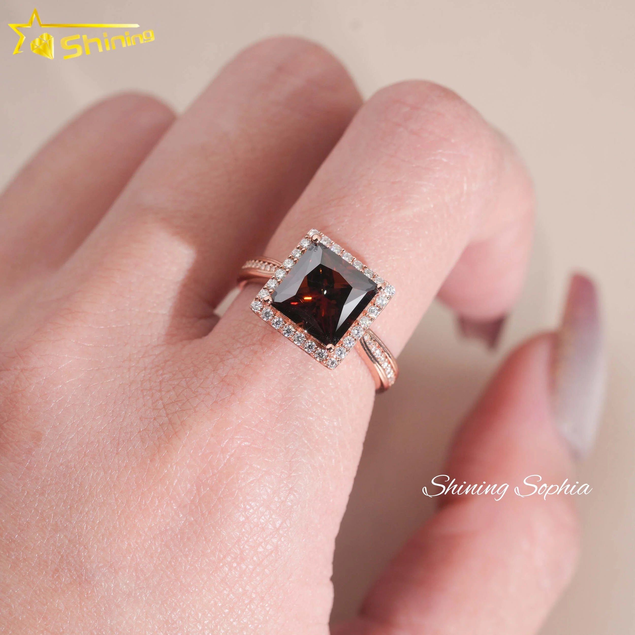 Unisex Princess Cut VVS Moissanite Engagement Ring 925 Sterling Silver
