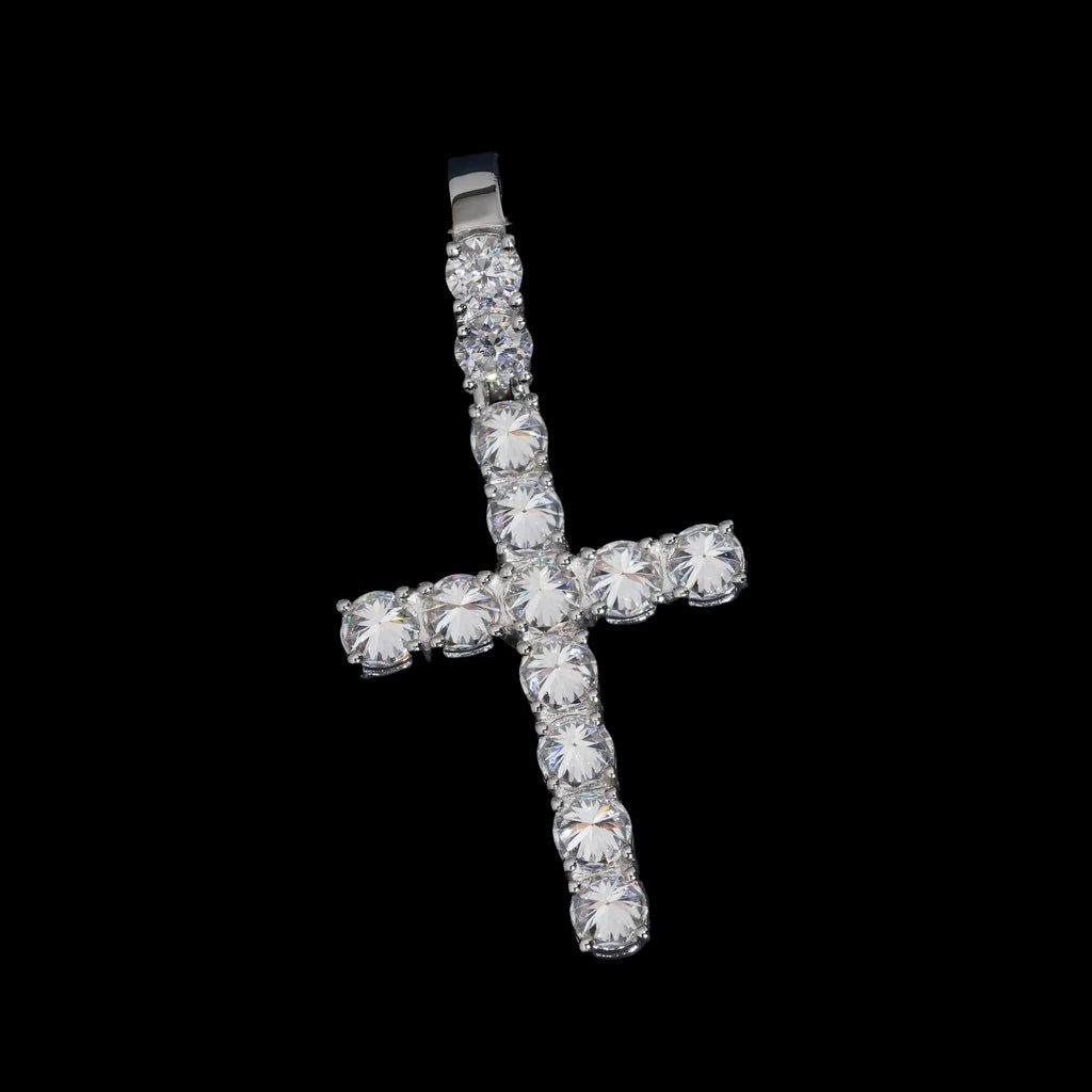 Unisex Inverted Cross Pendant 925 Sterling Silver VVS Moissanite Iced Out XP2038