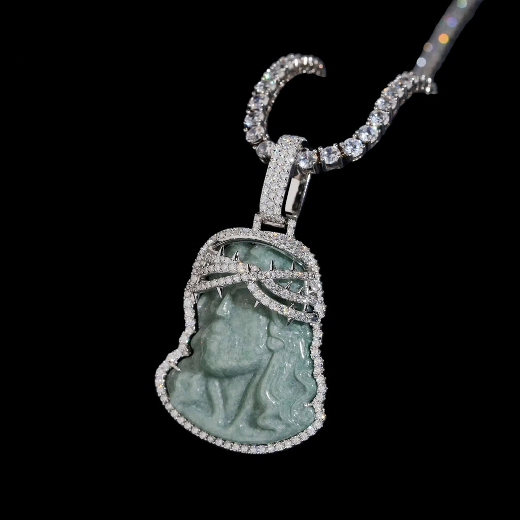 Unisex 925 Sterling Silver VVS Moissanite Jesus Head Iced Out Pendant BP4743