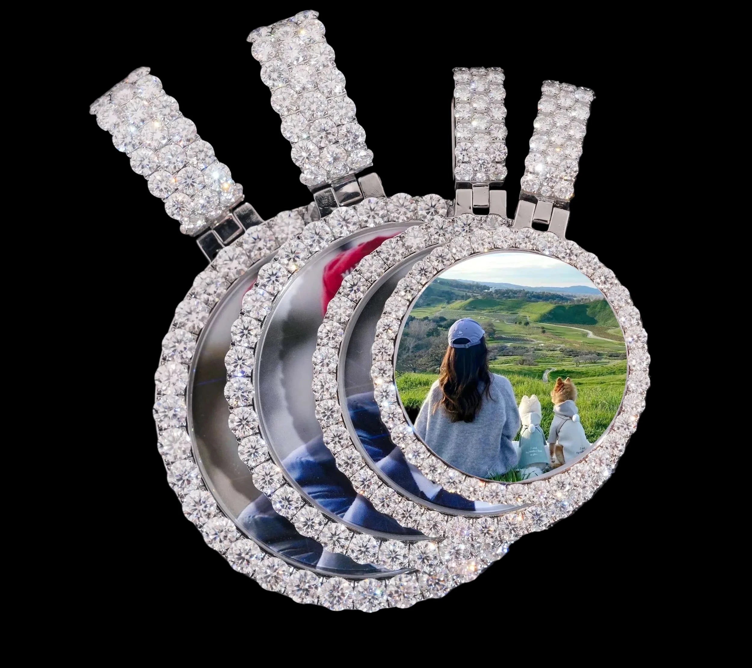 Unisex 316L Stainless Steel VVS Moissanite Photo Memory Iced Out Pendant
