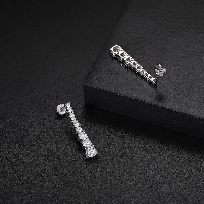 Unisex 925 Sterling Silver VVS Moissanite Dangle Earrings