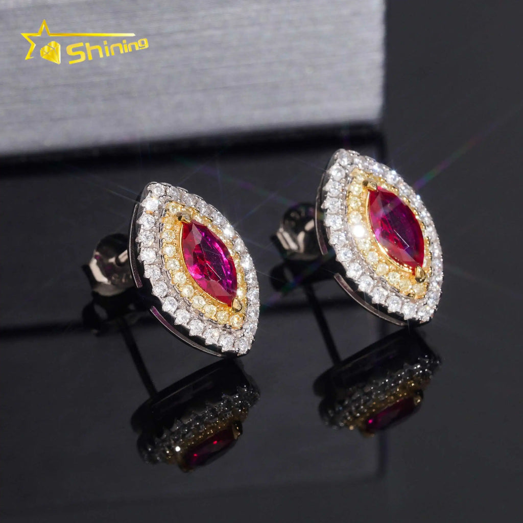 Women's Iced Out 925 Sterling Silver Rhodium Plated VVS Moissanite Round Brilliant Cut Stud Earrings