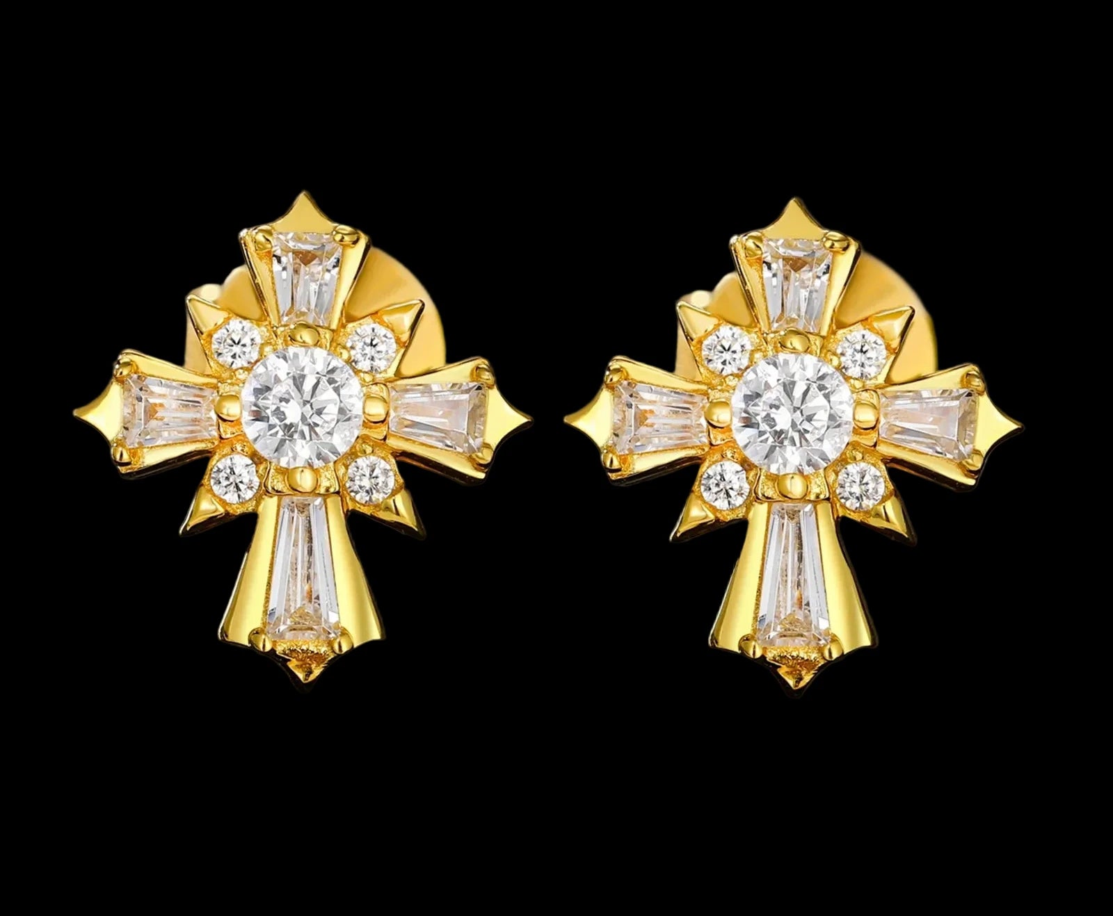 Unisex Baguette Cut VVS Moissanite Stud Earrings 925 Sterling Silver