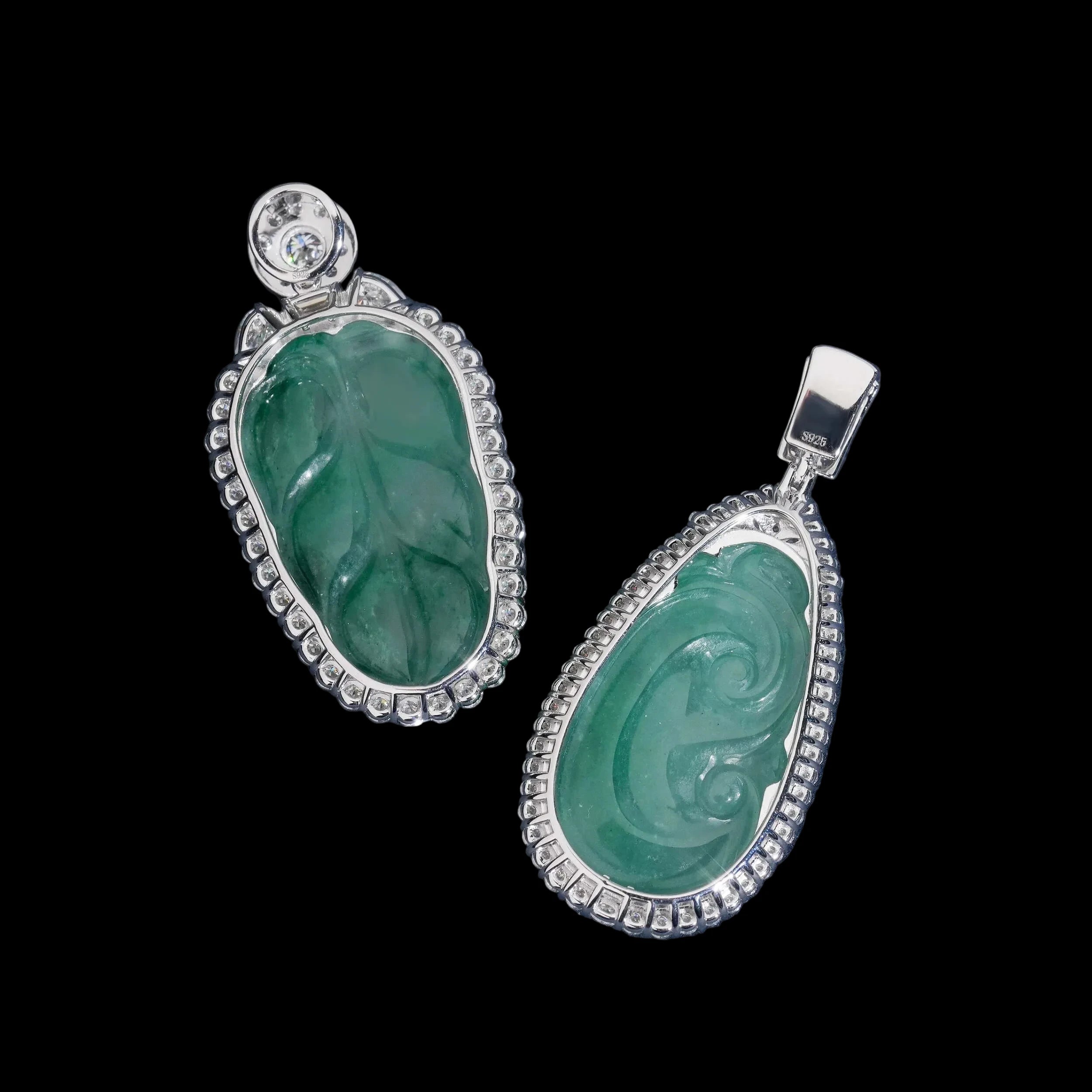 Unisex Iced Out Jade Pendant 925 Sterling Silver VVS Moissanite BP4812