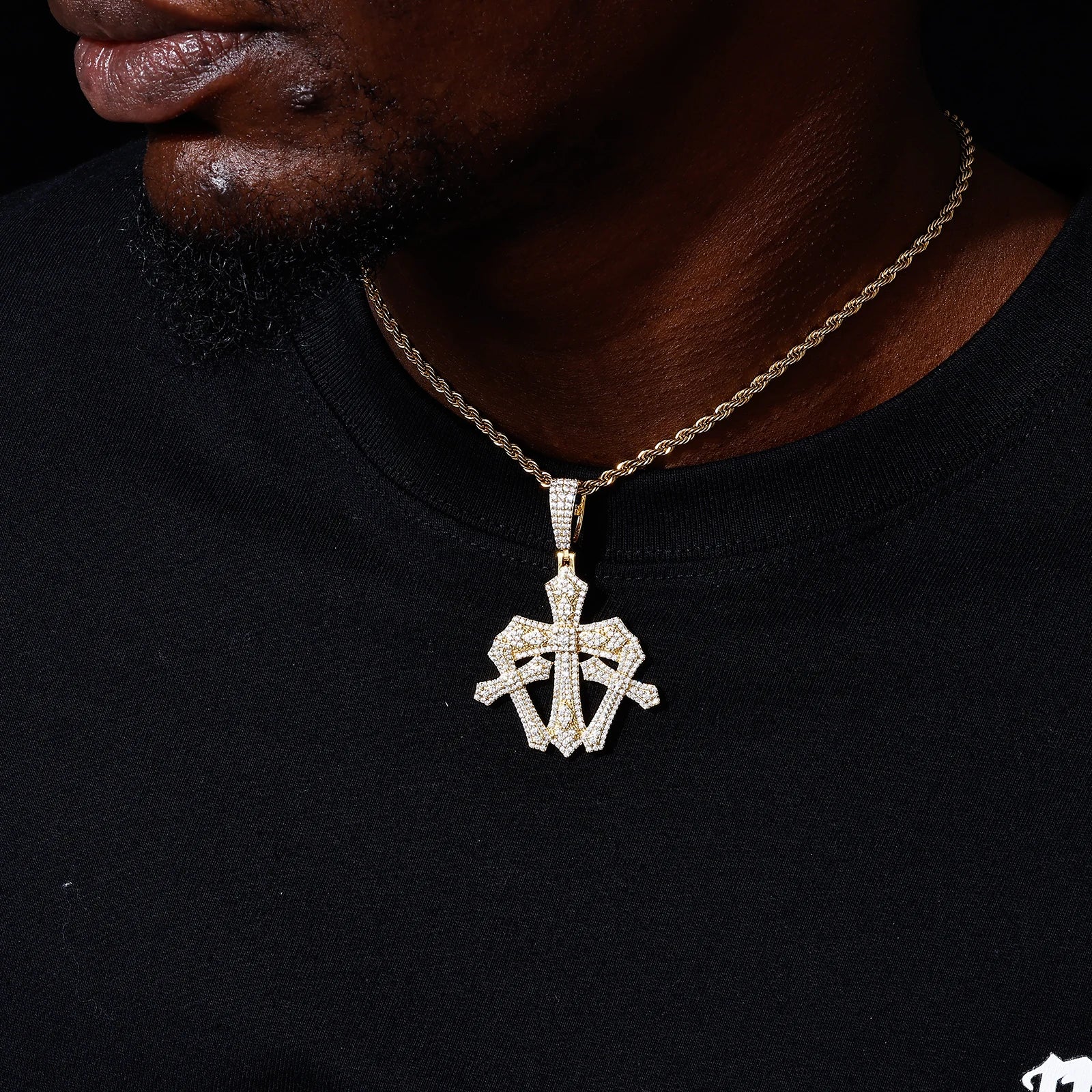 Men's 925 Sterling Silver VVS Moissanite Iced Out Triple Cross Pendant TQP0836