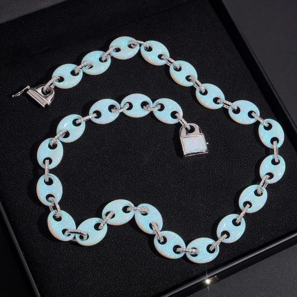 Unisex Iced Out 925 Sterling Silver White Gold Plated VVS Moissanite Mariner Link Chain Necklace 15mm