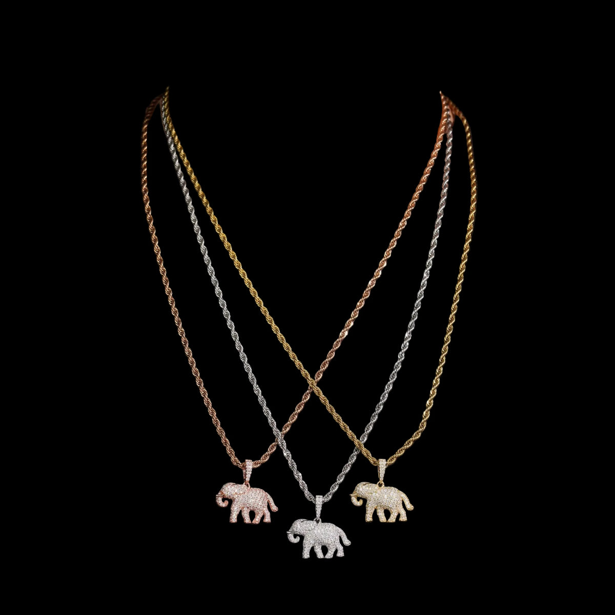 Unisex 925 Sterling Silver VVS Moissanite Elephant Iced Out Pendant