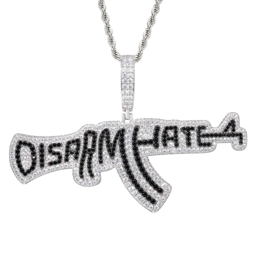 Unisex 925 Sterling Silver VVS Moissanite Iced Out AK47 Pendant TQP0953