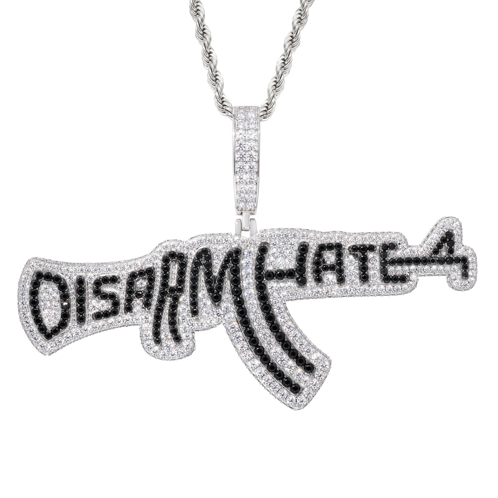 Unisex 925 Sterling Silver VVS Moissanite Iced Out AK47 Pendant TQP0953
