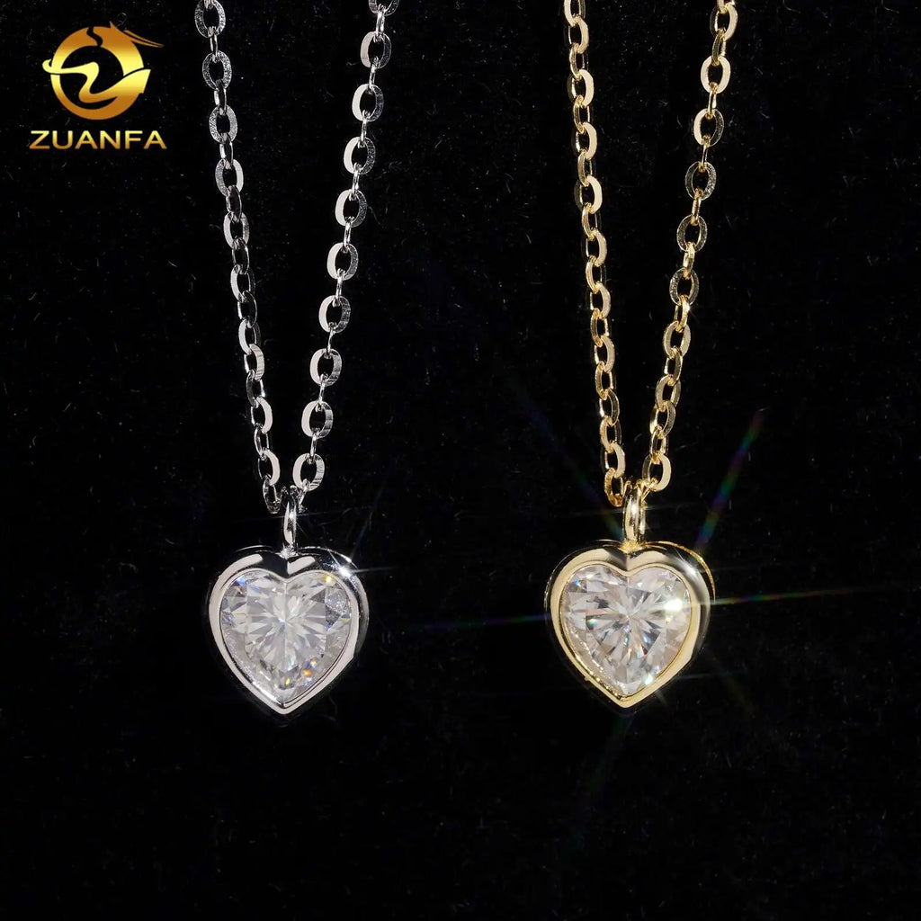 Women's Heart Shape Moissanite Pendant Necklace 925 Sterling Silver