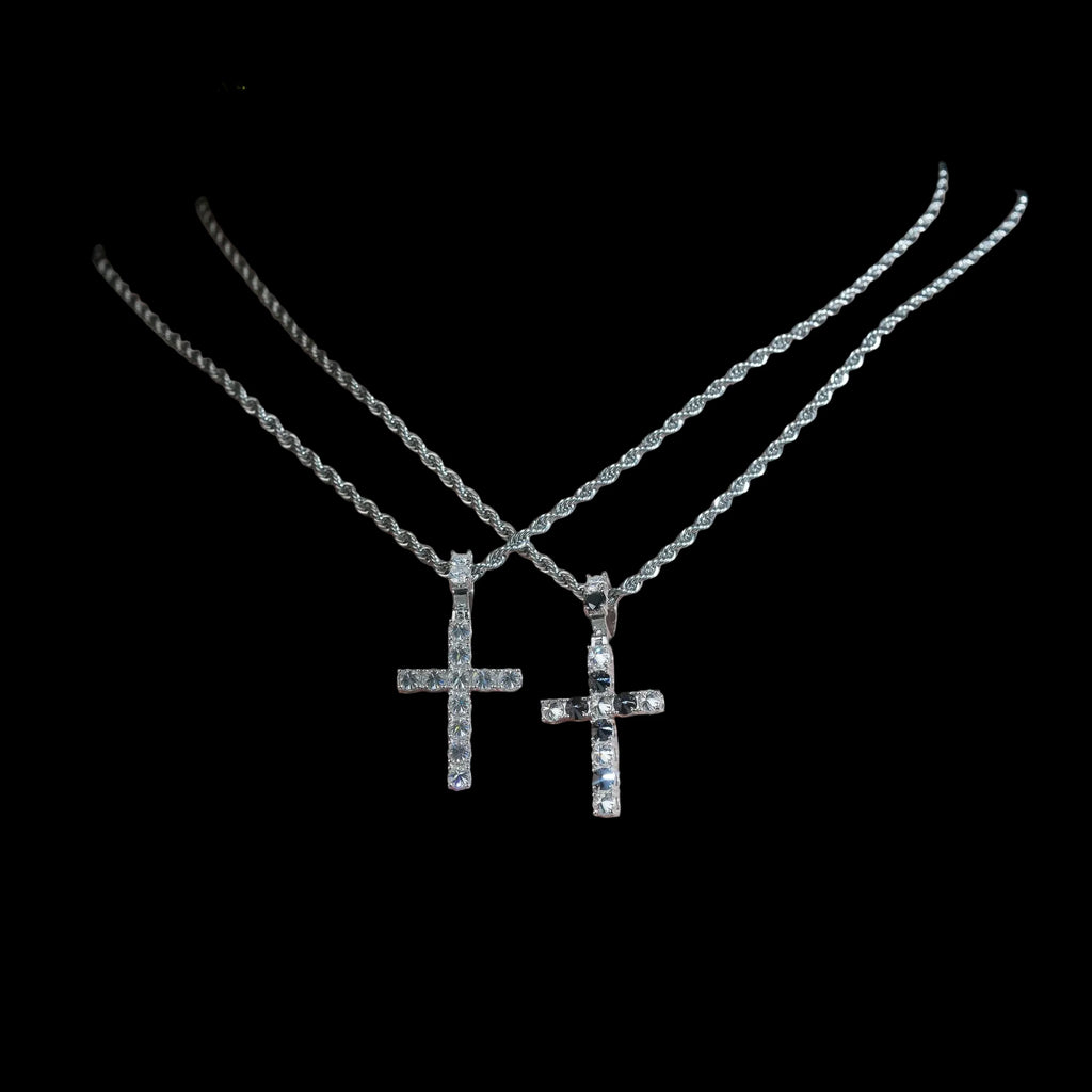 Unisex Inverted Cross Pendant 925 Sterling Silver VVS Moissanite Iced Out XP2038