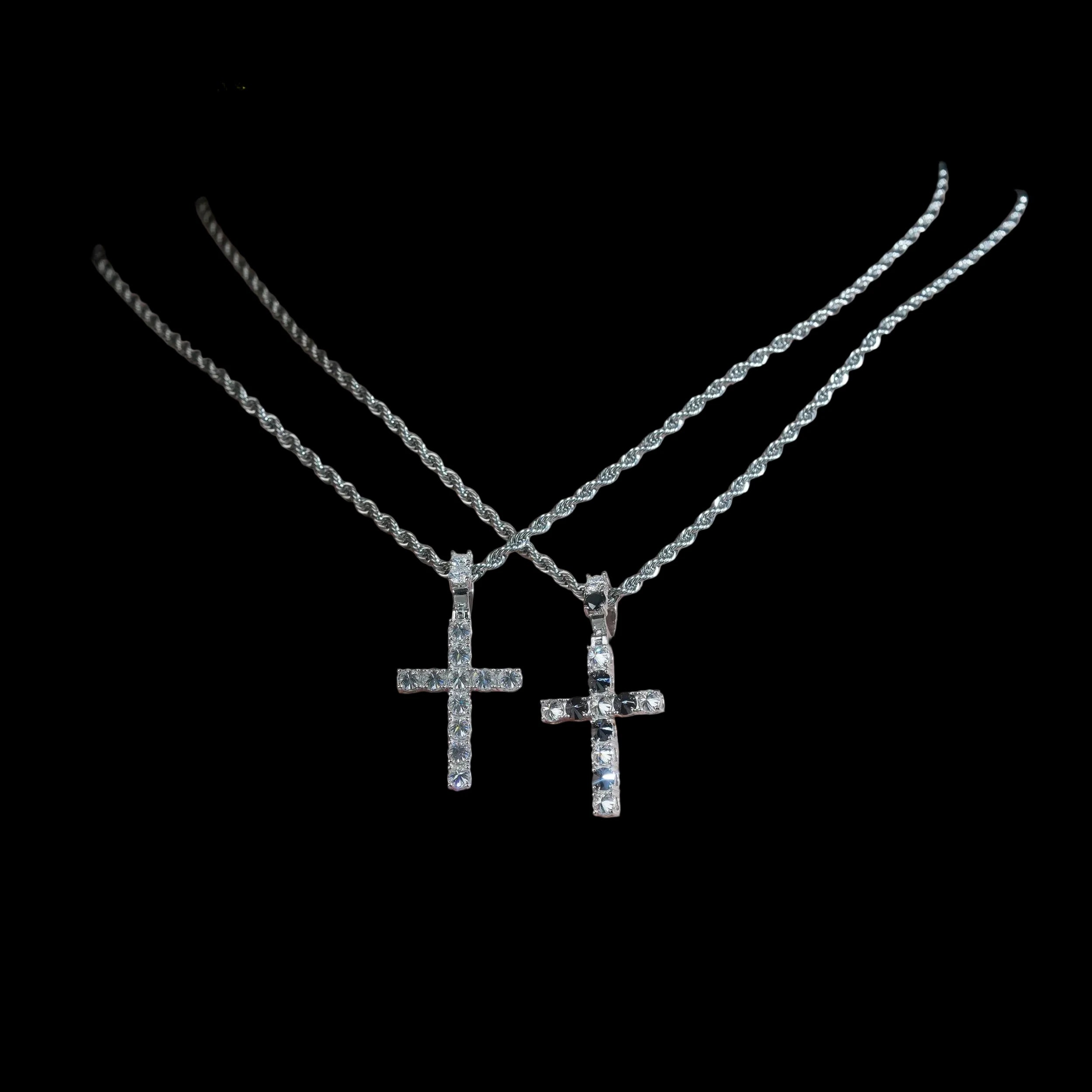 Unisex Inverted Cross Pendant 925 Sterling Silver VVS Moissanite Iced Out XP2038