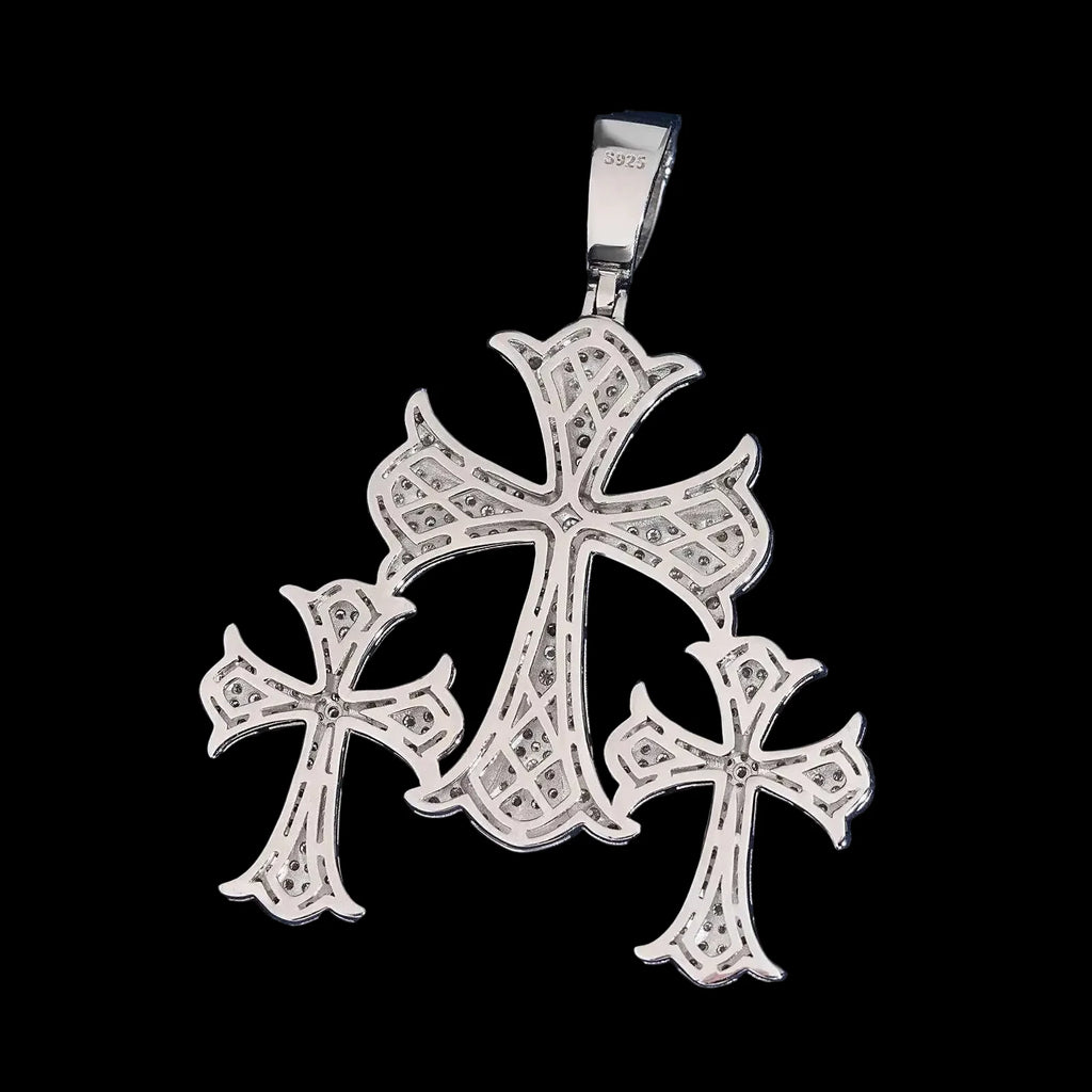 Unisex 925 Sterling Silver Moissanite Hip Hop Cross Iced Out Pendant