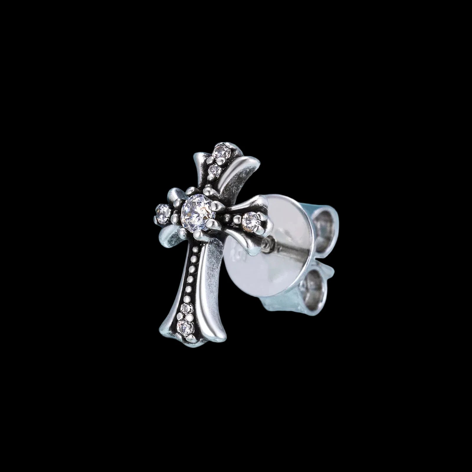 Unisex Cross Moissanite Stud Earrings 925 Sterling Silver
