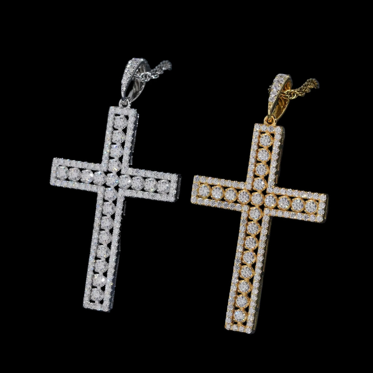 Unisex 925 Sterling Silver VVS Moissanite Cross Iced Out Pendant ZP1633
