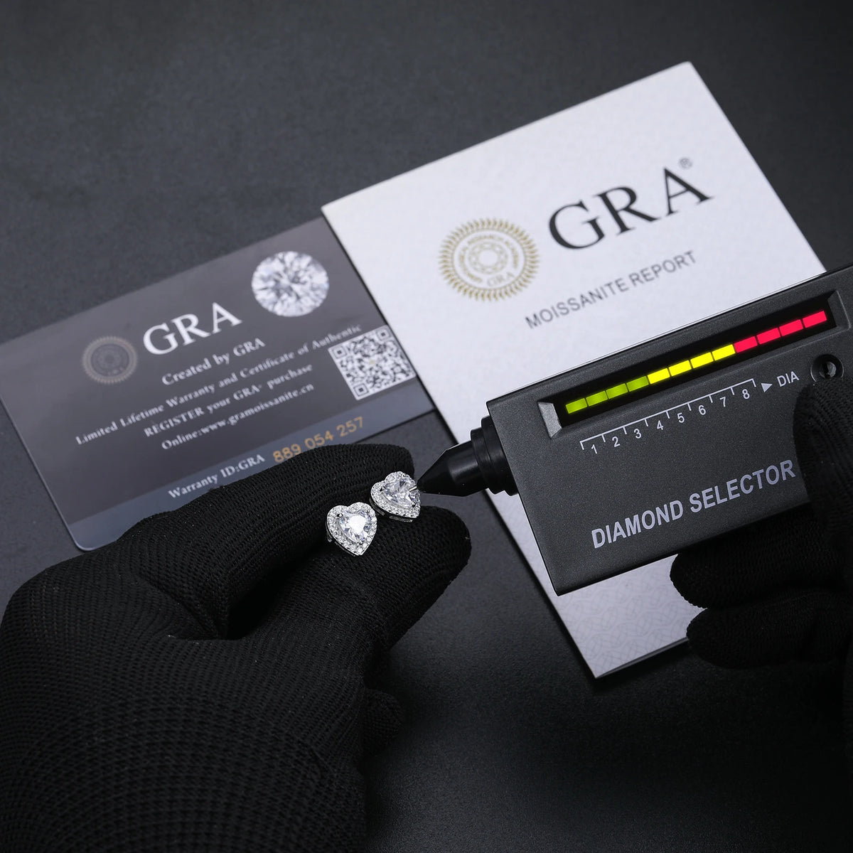 Unisex Iced Out 925 Sterling Silver VVS Moissanite Heart Cut Stud Earrings