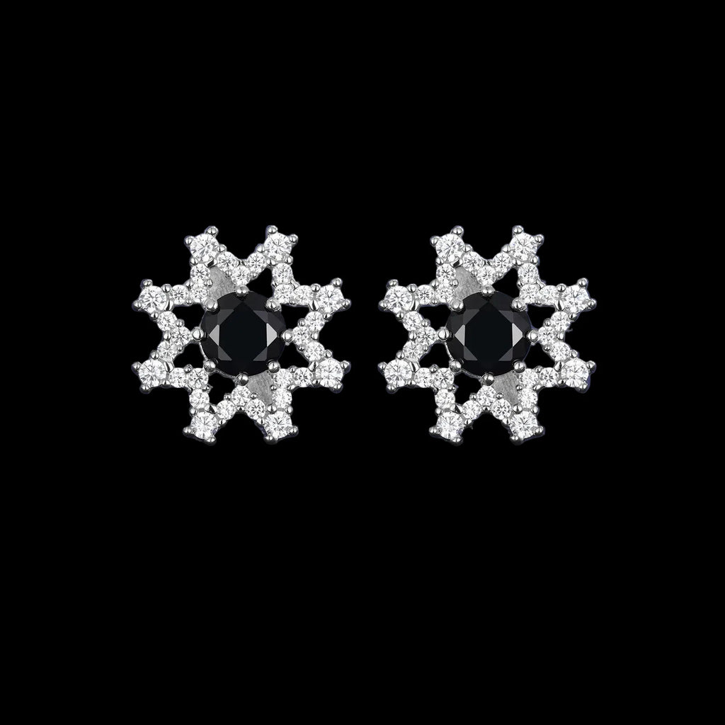 Unisex 925 Sterling Silver VVS Moissanite Eight-Pointed Star Stud Earrings