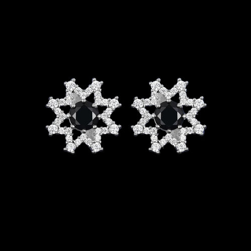Unisex 925 Sterling Silver VVS Moissanite Eight-Pointed Star Stud Earrings