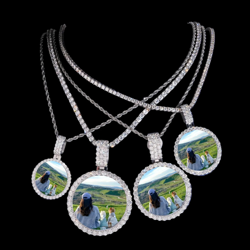 Unisex 316L Stainless Steel VVS Moissanite Photo Memory Iced Out Pendant
