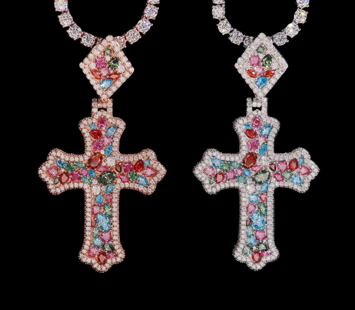 Unisex Iced Out Cross Pendant 925 Sterling Silver VVS Moissanite BP4158