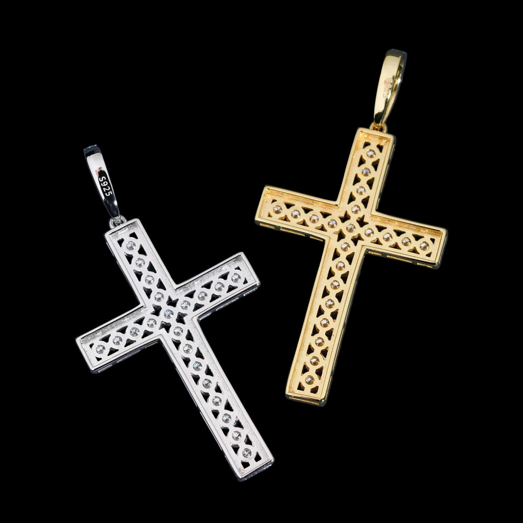 Unisex 925 Sterling Silver VVS Moissanite Cross Iced Out Pendant ZP1633
