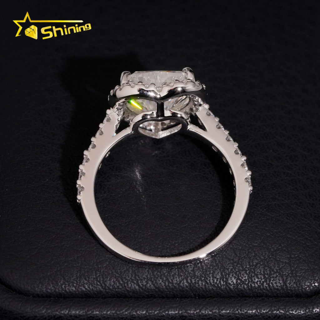Women's Heart Cut VVS Moissanite Halo Engagement Ring 925 Sterling Silver