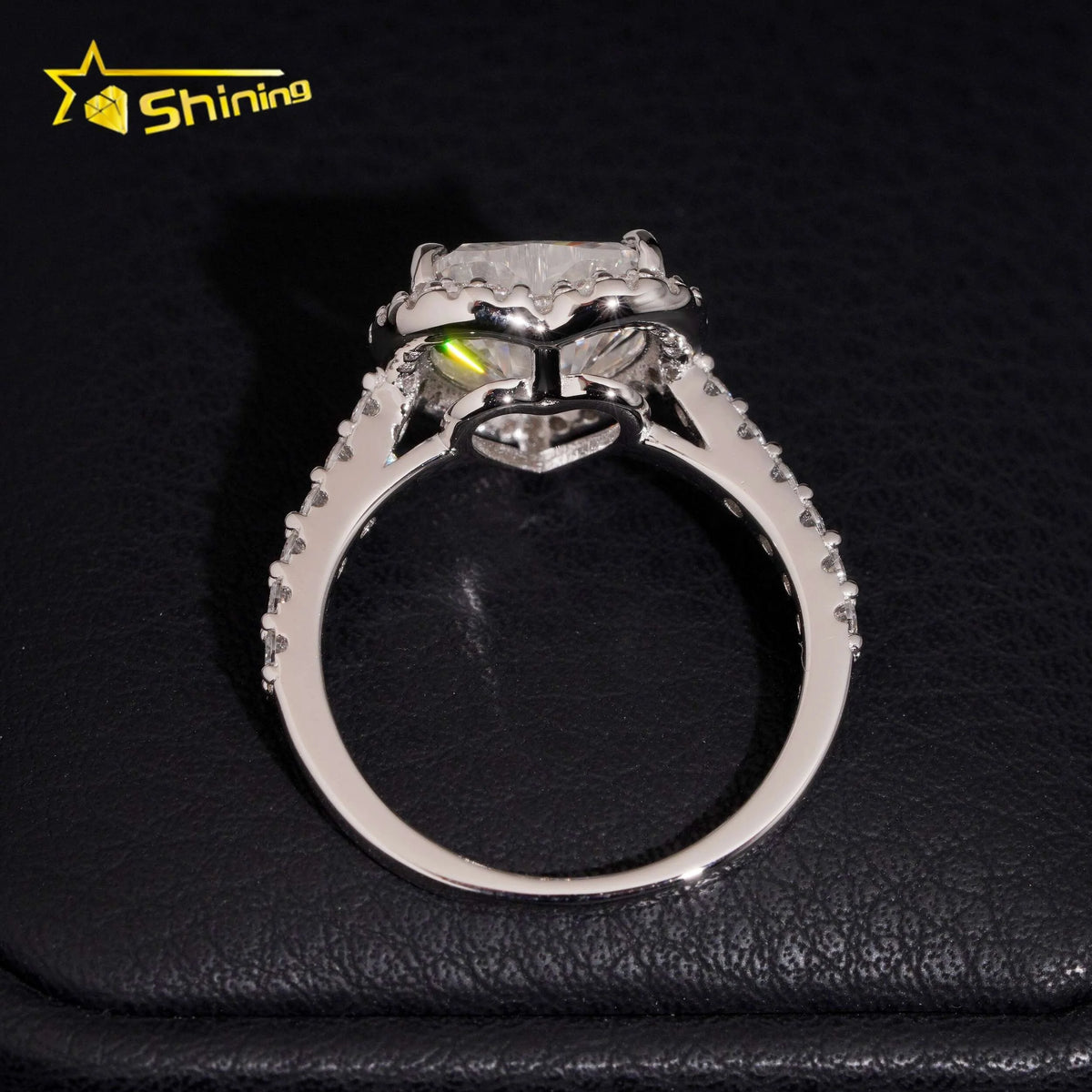 Women's Heart Cut VVS Moissanite Halo Engagement Ring 925 Sterling Silver