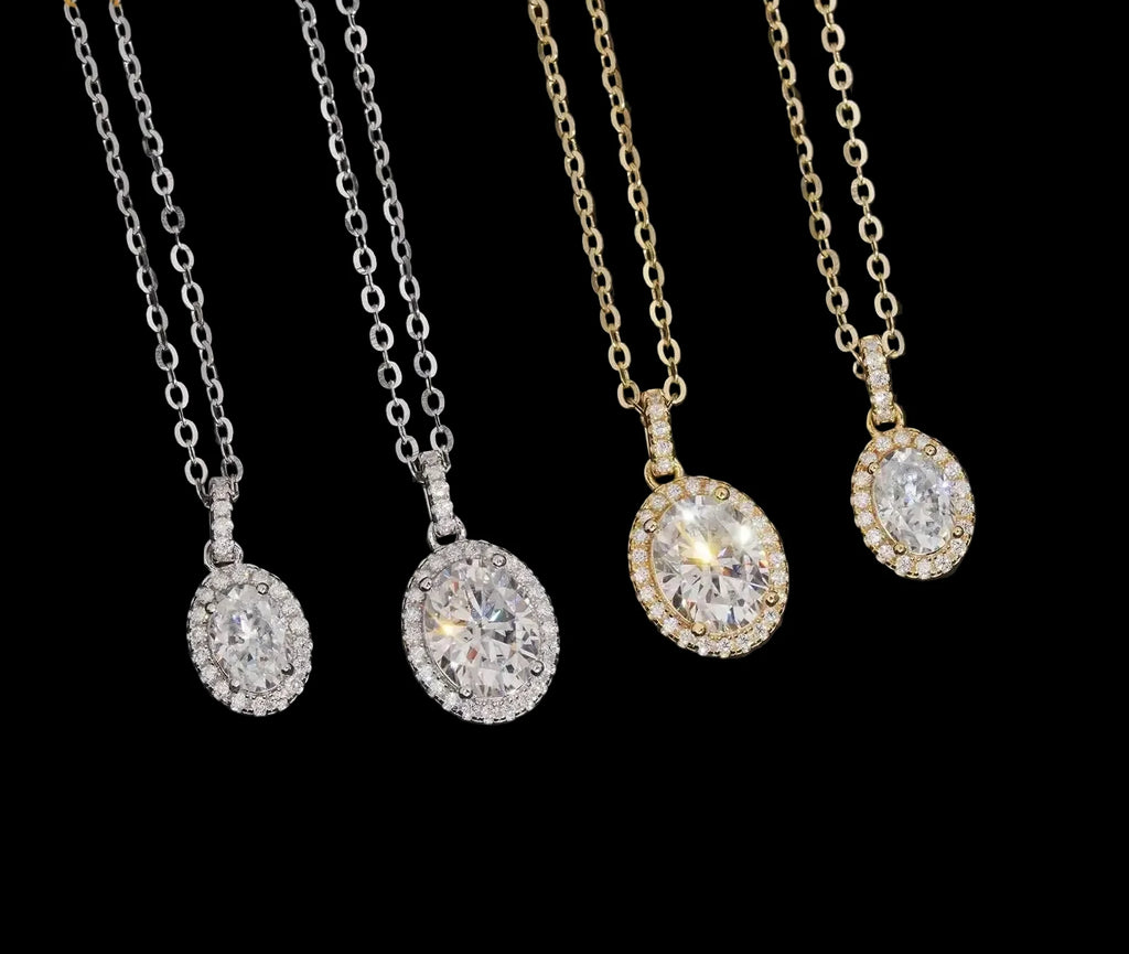 Oval Cut Moissanite Pendant Necklace 925 Sterling Silver