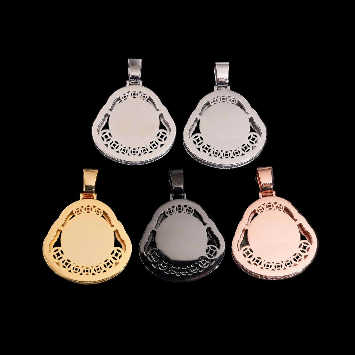 Unisex 925 Sterling Silver VVS Moissanite Jade Buddha Iced Out Pendant BP4573