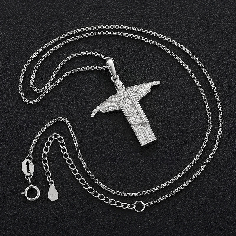 Unisex 925 Sterling Silver VVS Moissanite Iced Out Cross Pendant TQP0051