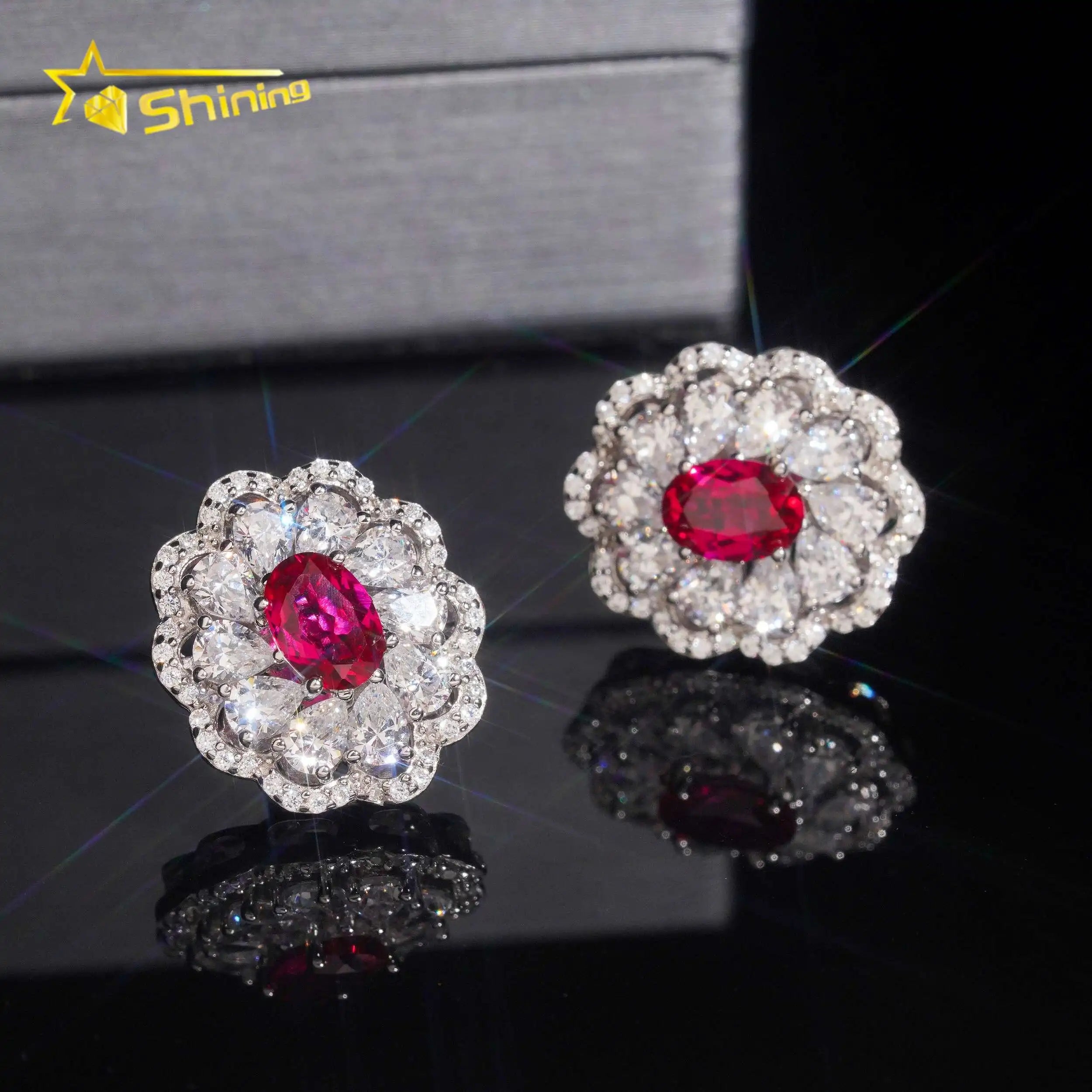 Women's Oval Cut Lab Grown Paraiba Moissanite Stud Earrings 925 Sterling Silver