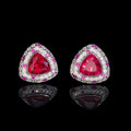 Women's Round Brilliant Cut VVS Moissanite & Lab Grown Ruby Push Back Stud Earrings 925 Sterling Silver