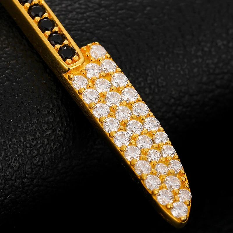 Unisex 925 Sterling Silver VVS Moissanite Fruit Knife Iced Out Pendant