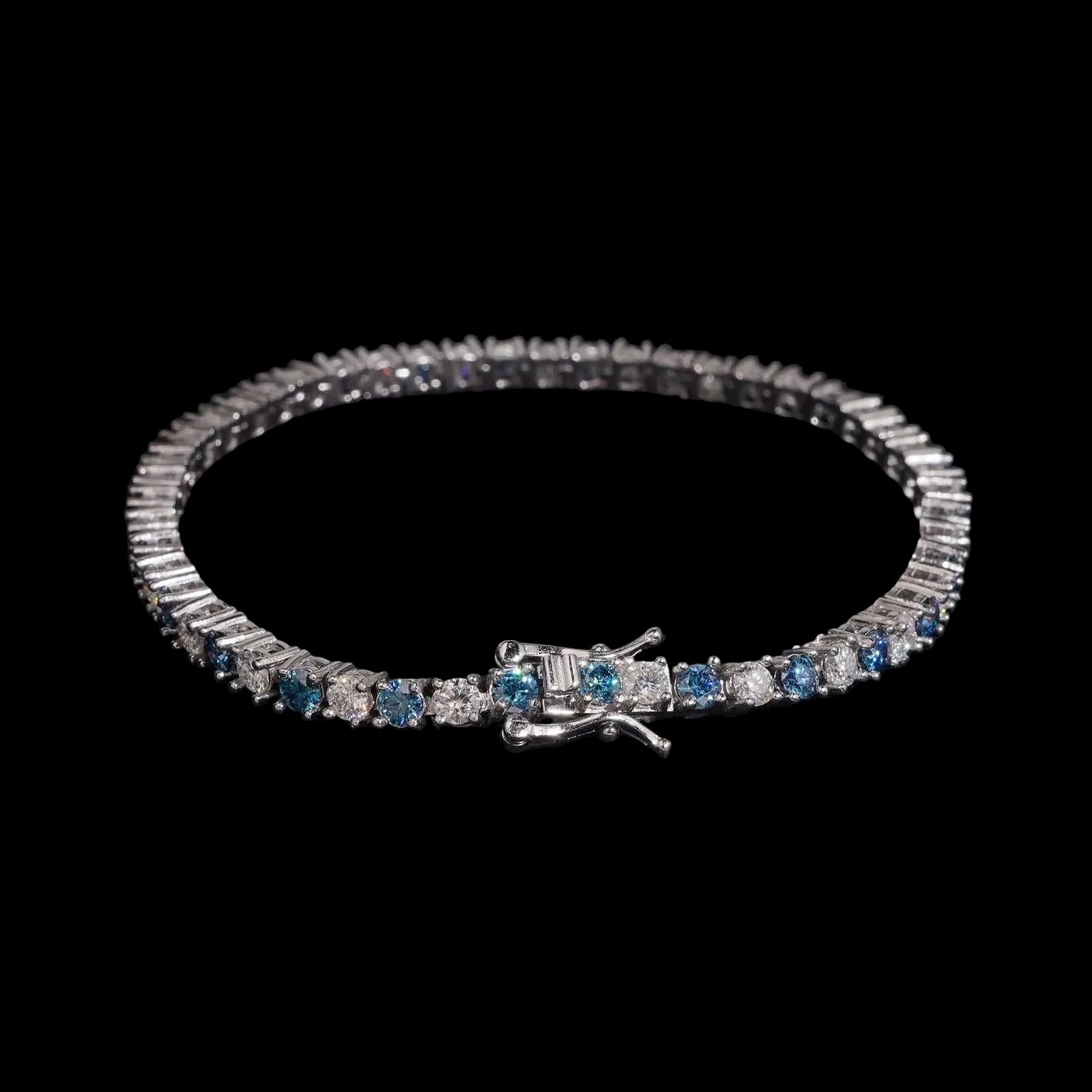 Unisex 3mm Round Brilliant Cut VVS Moissanite Tennis Bracelet 925 Sterling Silver
