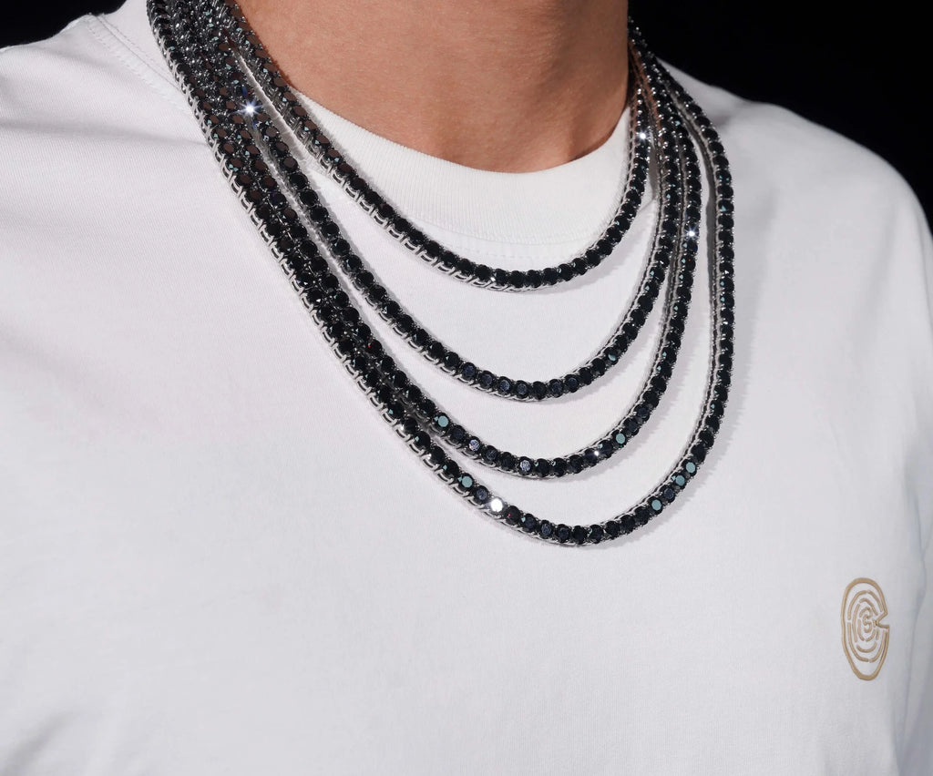 Unisex Iced Out 316L Stainless Steel Round Brilliant Cut Moissanite Tennis Chain Necklace
