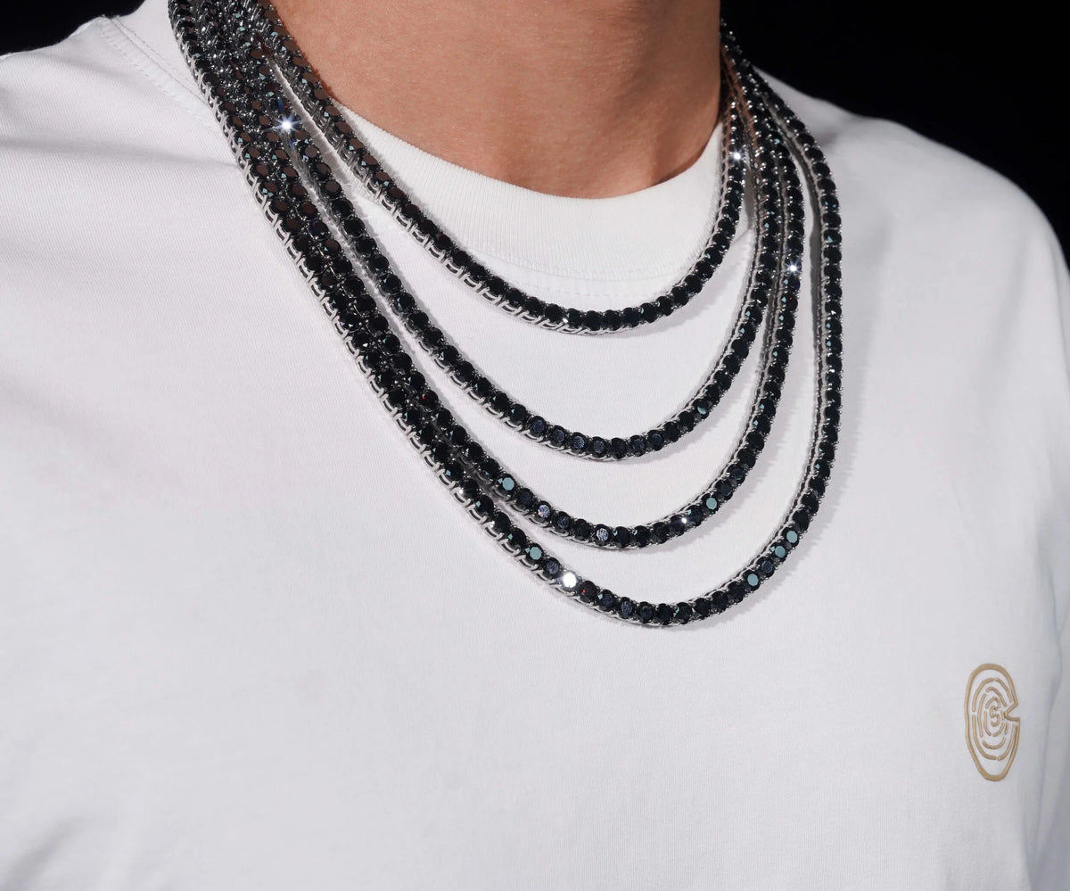 Unisex Iced Out 316L Stainless Steel Round Brilliant Cut Moissanite Tennis Chain Necklace