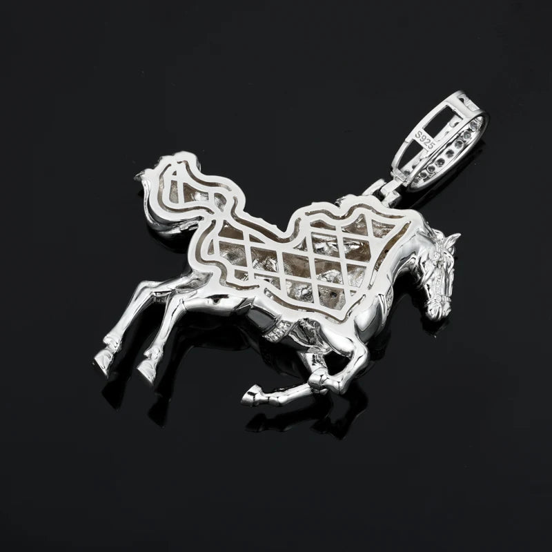 Men's Iced Out Horse Pendant 925 Sterling Silver VVS Moissanite TQP0835