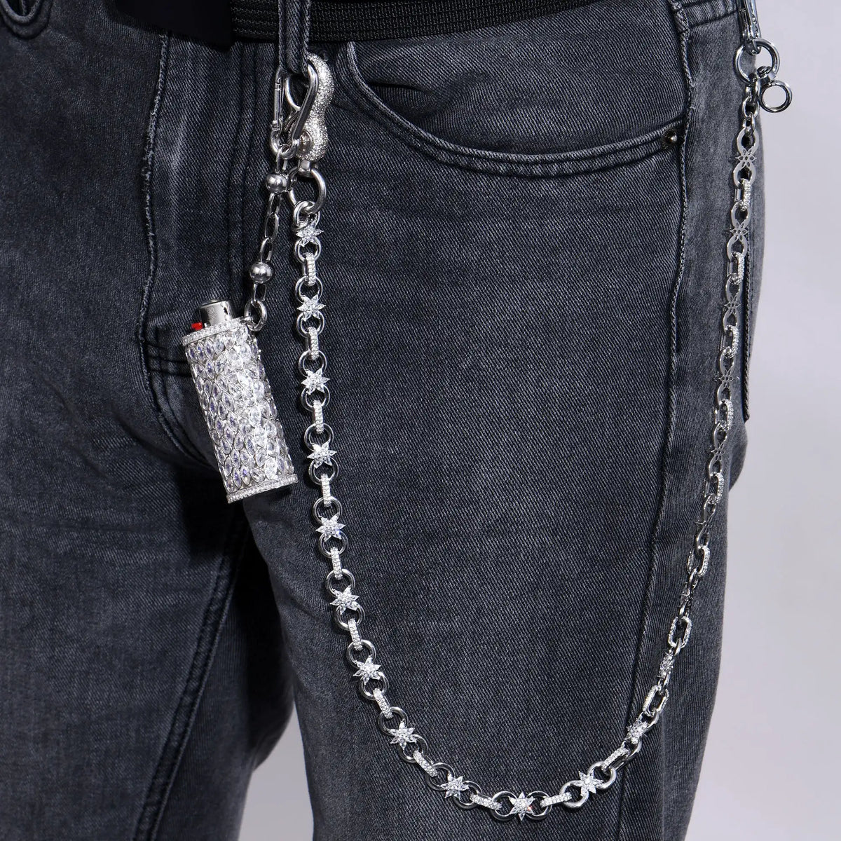 Unisex Iced Out 925 Sterling Silver Marquise Cut Moissanite Lighter Case