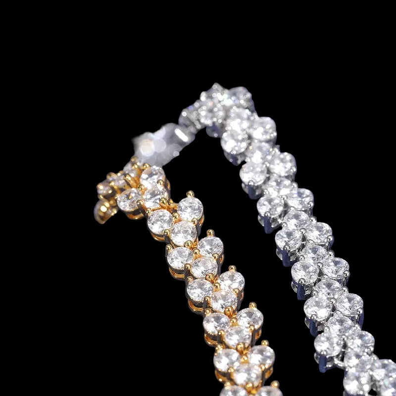 Unisex Iced Out 925 Sterling Silver VVS Moissanite Round Brilliant Cut Tennis Bracelet 6mm