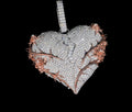 Unisex 925 Sterling Silver VVS Moissanite Broken Heart Thorn Iced Out Pendant BP4962