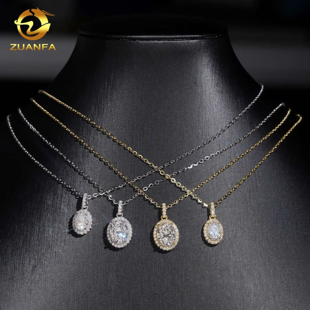 Oval Cut Moissanite Pendant Necklace 925 Sterling Silver