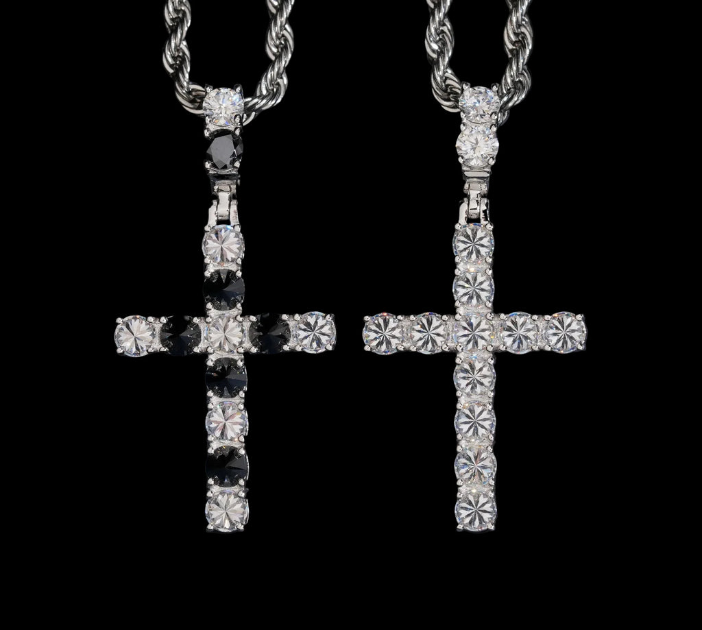 Unisex Inverted Cross Pendant 925 Sterling Silver VVS Moissanite Iced Out XP2038
