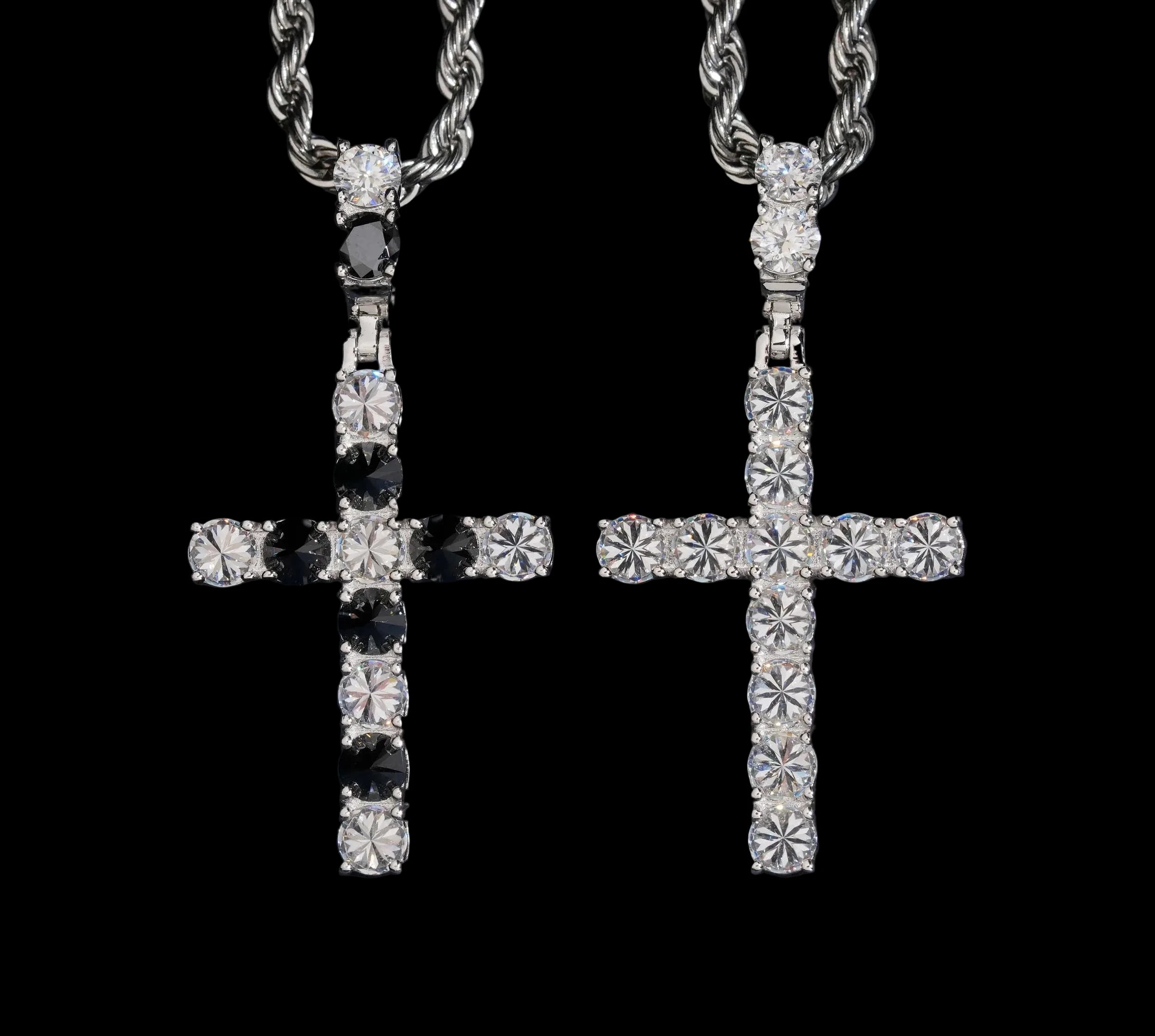 Unisex Inverted Cross Pendant 925 Sterling Silver VVS Moissanite Iced Out XP2038