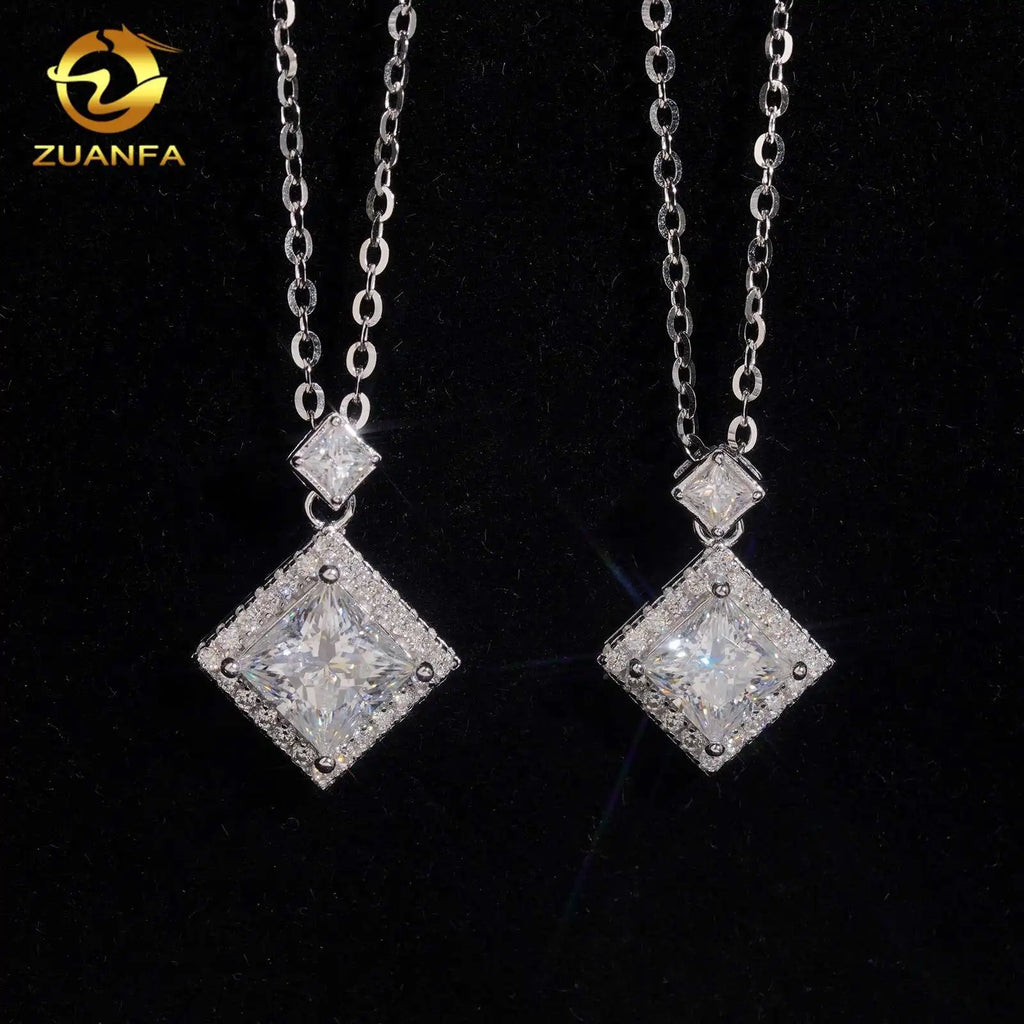 Unisex 925 Sterling Silver Moissanite Heart Shape Pendant Necklace