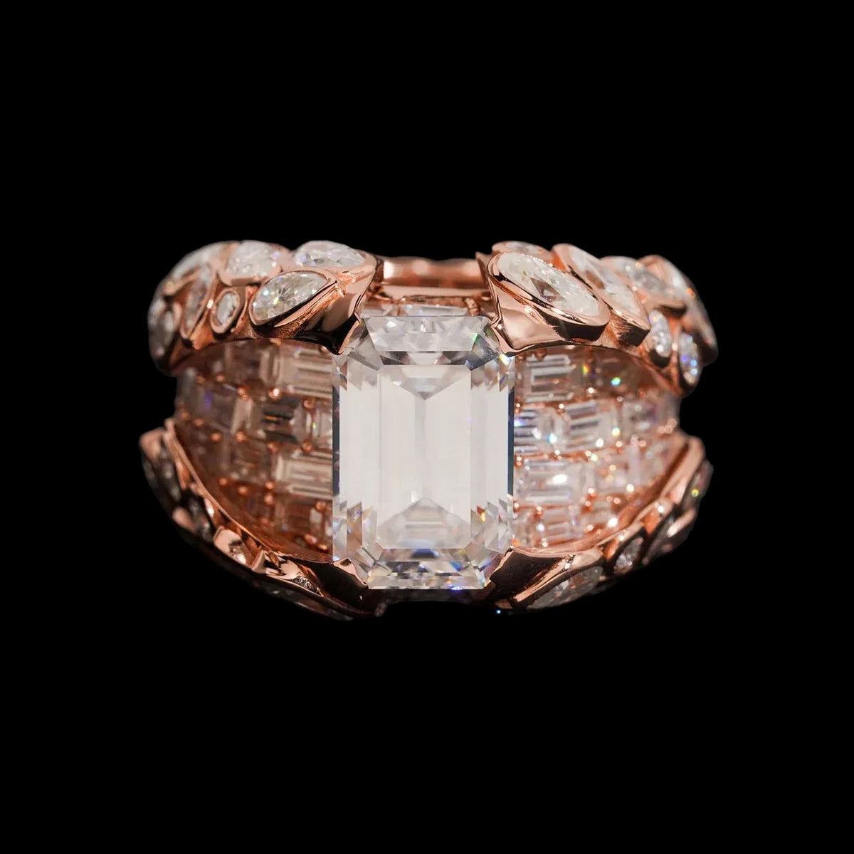 Unisex Iced Out Hip Hop Ring 925 Sterling Silver VVS Moissanite E050038