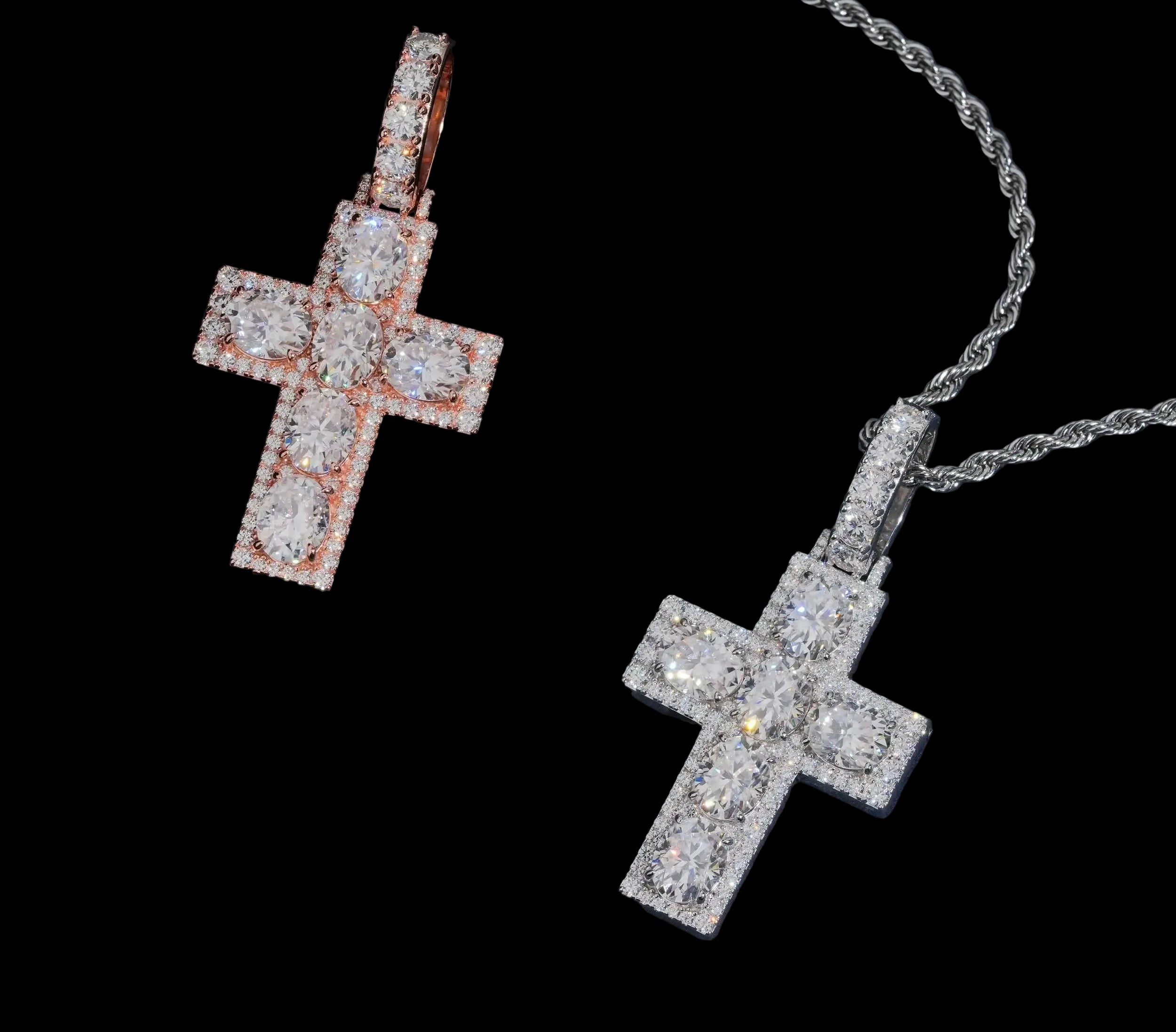 Unisex Iced Out Cross Pendant 925 Sterling Silver VVS Moissanite JF1118