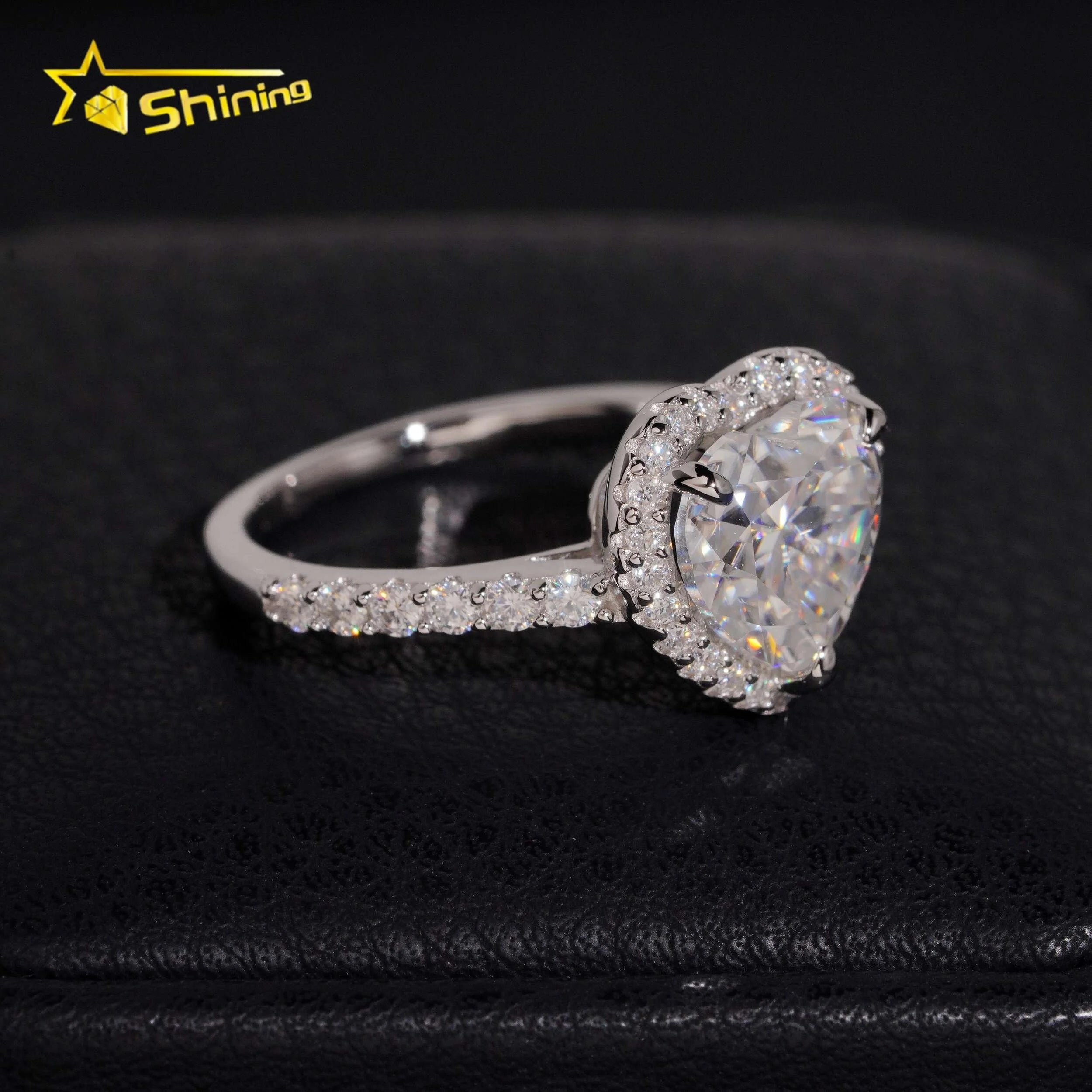 Women's Heart Cut VVS Moissanite Halo Engagement Ring 925 Sterling Silver