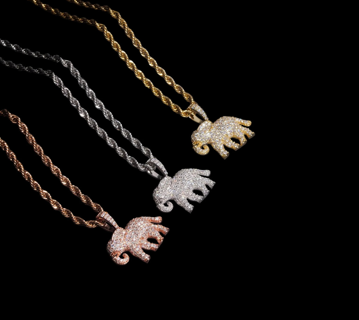 Unisex 925 Sterling Silver VVS Moissanite Elephant Iced Out Pendant