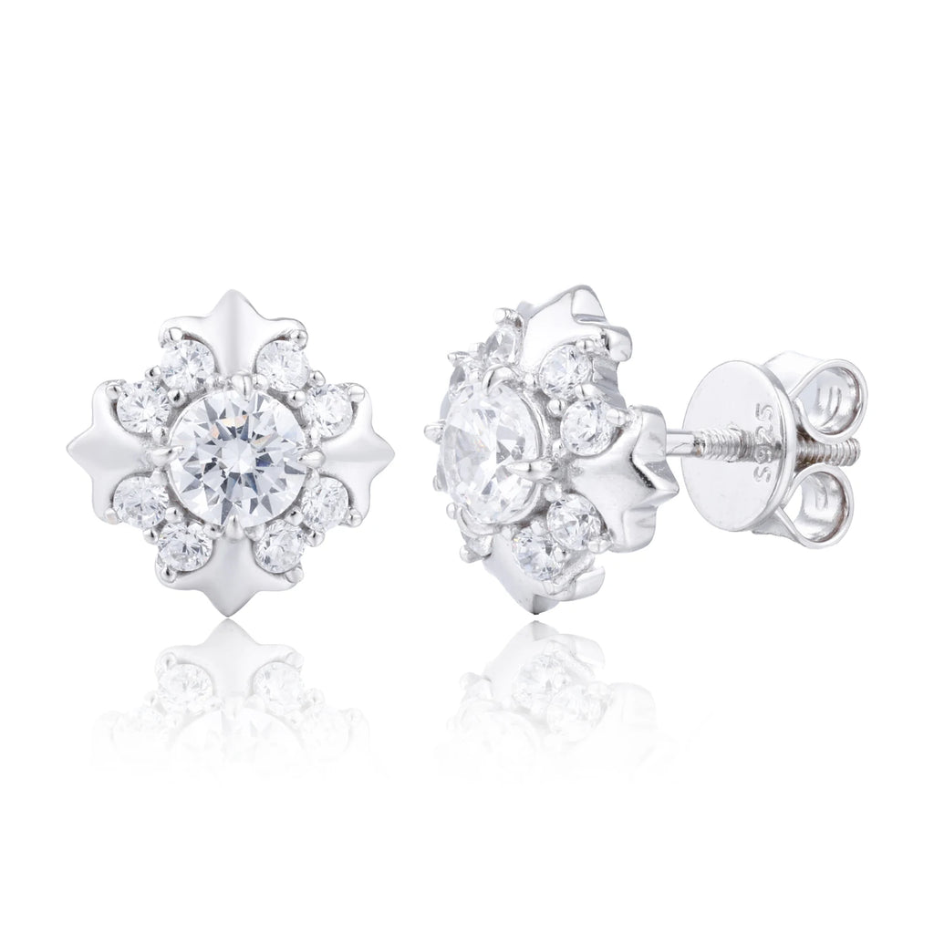 Unisex Iced Out 925 Sterling Silver VVS Moissanite Star Stud Earrings