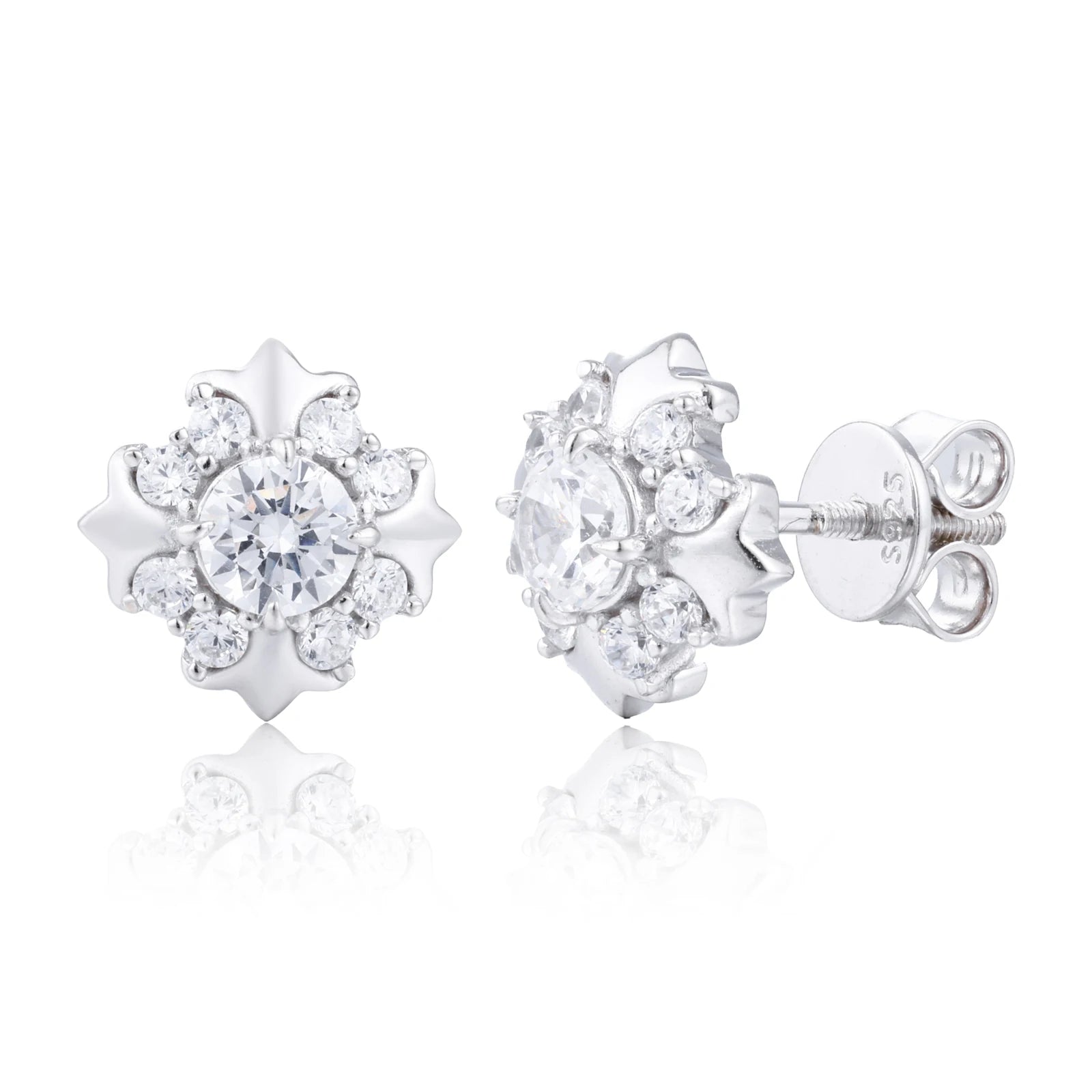 Unisex Iced Out 925 Sterling Silver VVS Moissanite Star Stud Earrings